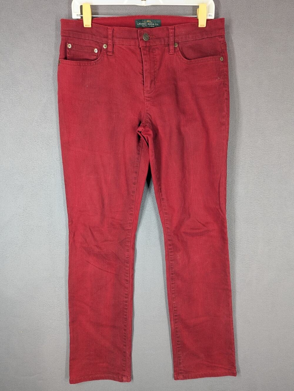 Lauren Jeans Co. Ralph Lauren Cranberry Red Petite Modern Straight Pants Women 8